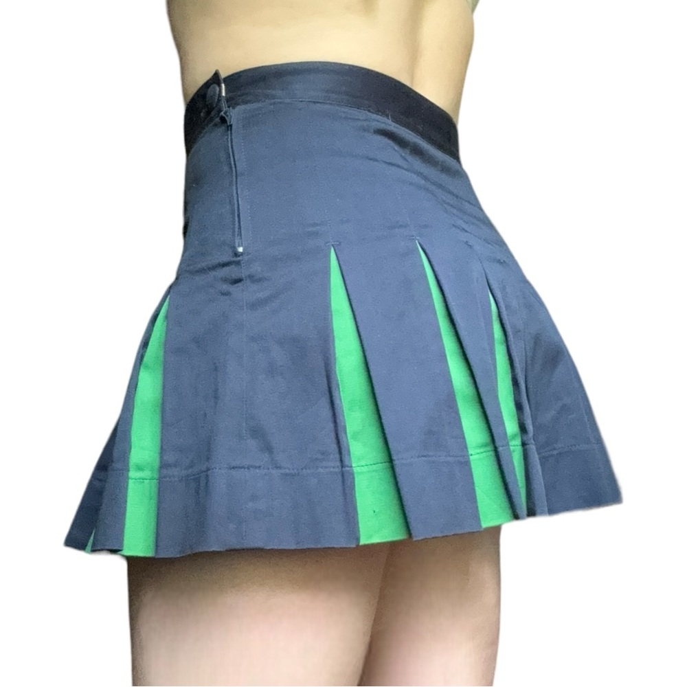 Luella for Target Pleated Mini Skirt Blue Green Contrast Cotton Size 7 Medium